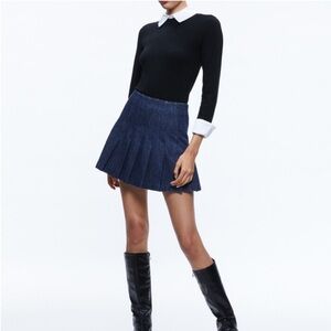 Alice & Olivia pleated denim skirt